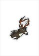 EMBROIDERED HORNED DEER HEAD IRON ON PATCH/SEW ON PATCH