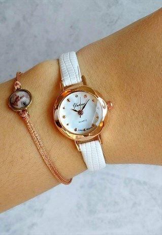CLASSIC SLIM WATCH ROSE GOLD WHITE