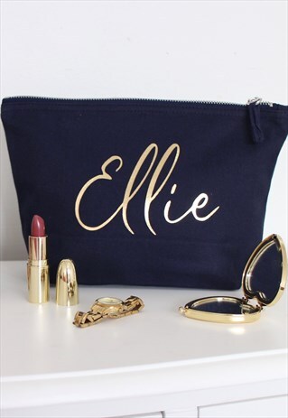 PERSONALISED NAVY MAKE UP BAG