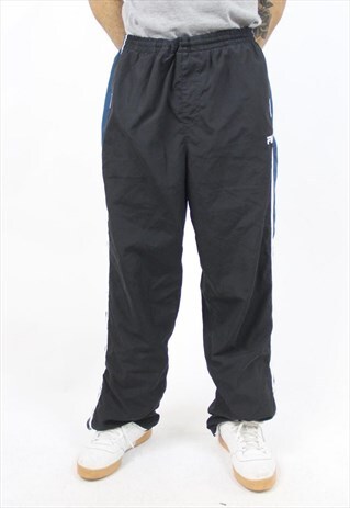 VINTAGE FILA BLACK SOFT STRIPED TRACKSUIT BOTTOMS