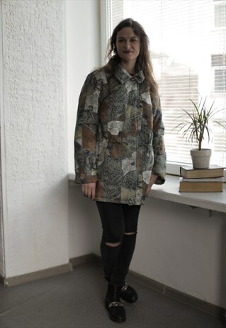 VINTAGE 90'S MULTI COLOUR PATTERNED SHELL PARKA