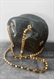 80'S GIANFRANCO FERRE VINTAGE BLACK MOC CROC GOLD CHAIN BAG