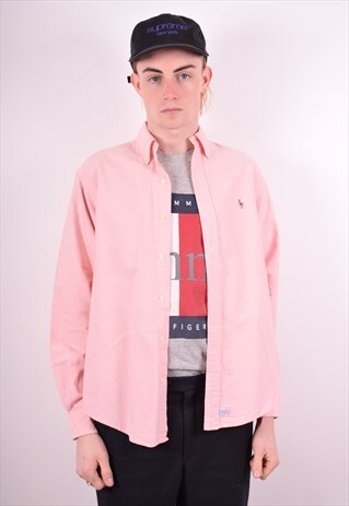 RALPH LAUREN MENS VINTAGE SHIRT MEDIUM PINK 90S