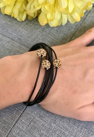 BLACK & GOLD MAGNETIC CORD BRACELET
