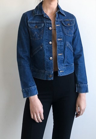 VINTAGE 70S BLUE WRANGLER CROP DENIM JACKET
