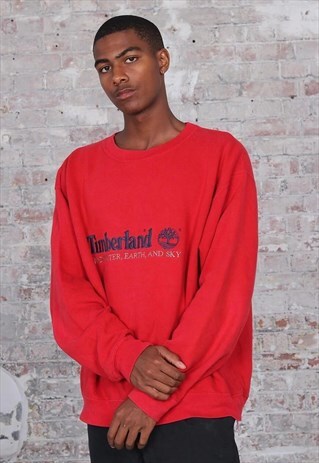 VINTAGE TIMBERLAND LOGO SWEATSHIRT RED