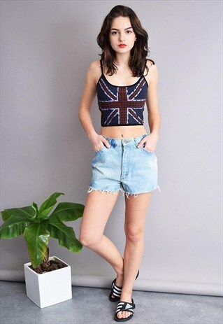 90'S RETRO HIGHWAISTED ACID WASH DENIM MOM'S SHORTS CUTOFFS