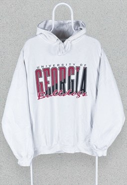 Vintage Georgia University Bulldogs Hoodie White Mens XL