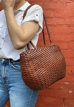 Chunky Woven Leather Shopper Bag