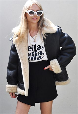 VINTAGE PREMIUM SHEEPSKIN SHEARLING FLYING / BIKER JACKET