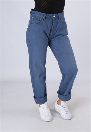LEVIS 501'S DENIM JEANS BOYFRIEND HIGH WAISTED UK 12 (BKEI)