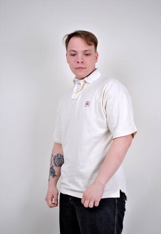 VINTAGE FUNNY POLO, CUTE MENS WHITE TSHIRT