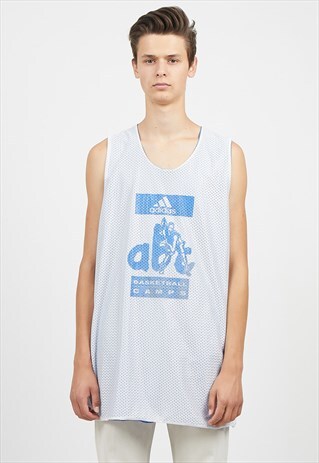 VINTAGE WHITE BLUE ADIDAS TANK TOP