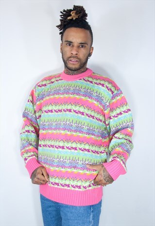 VINTAGE PATTERN RAINBOW JUMPER