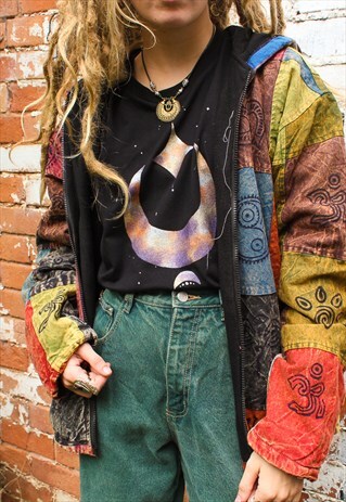 HANDPAINTED CRESCENT MOON & SUN LONG SLEEVED TOP