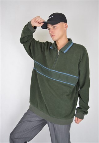 VINTAGE 80'S GREEN FLEECE OVERSIZE SWEATSHIRT