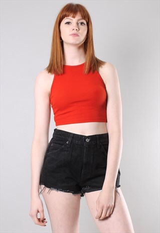 VINTAGE 90S LEVIS BLACK CUT OFF DENIM FESTIVAL SHORTS