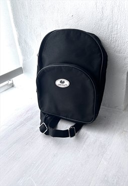 90s Black Small Zip Round Backpack 