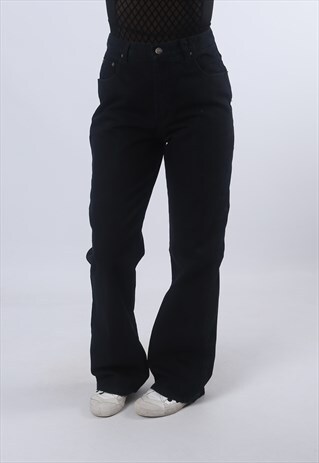 HIGH WAISTED DENIM JEANS FLARE FLARED LEG VINTAGE UK 12 A9EM