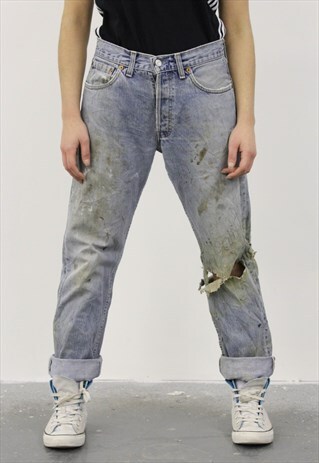 VINTAGE LEVI'S 501 BLUE PAINT MOM JEANS
