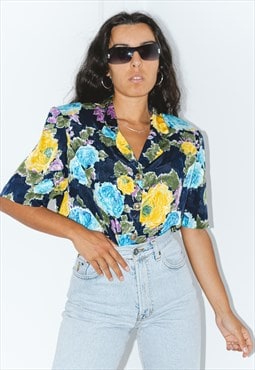 90s Floral Vintage Printed Short Sleeves Patterned Shirt