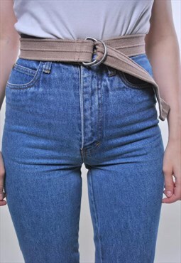 Vintage minimalist beige cotton belt 