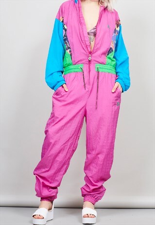 VINTAGE 80'S PUMA MULTI-COLOURED SHELL JUMPSUIT