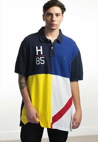VINTAGE TOMMY HILFIGER LOGO COLOR BLOCK SHIRT 90S XXL 11.9