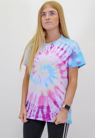 VINTAGE REWORKED COLOUR FESTIVAL TIE DYE SWIRL T-SHIRT
