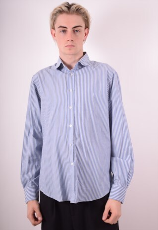 YVES SAINT LAURENT MENS VINTAGE SHIRT MEDIUM BLUE 90S