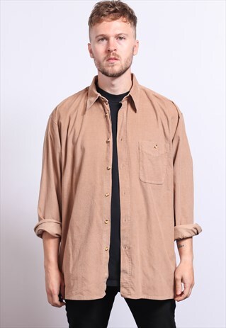 VINTAGE CORDUROY CORD SHIRT BROWN
