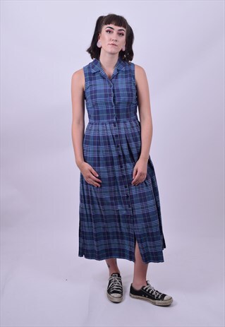 VINTAGE 90'S BLUE GINGHAM DRESS SIZE 8 TO 10