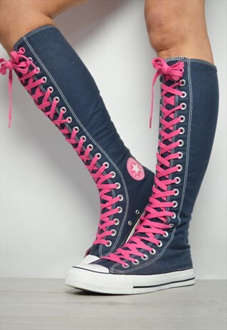 VINTAGE 90S CONVERSE NAVY WITH PINK LACES XX HI HI-TOPS