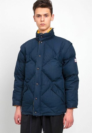 VINTAGE NAVY YELLOW REVERSIBLE PUFFER JACKET