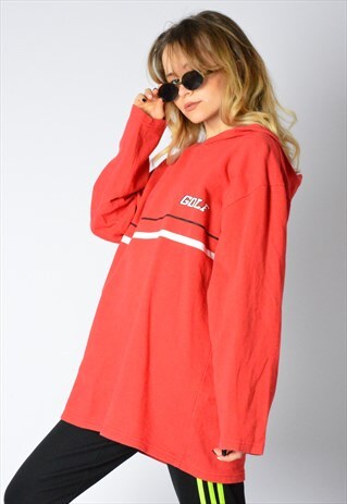 VINTAGE 90S RED STRIPED GOLF HOODIE