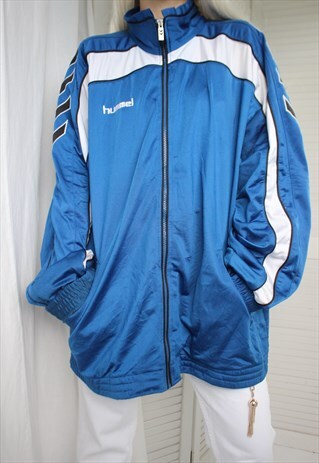VINTAGE 90S Y2K BLUE HUMMEL SPORTS ZIP UP JACKET