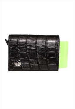 Men's Leather Crocodile Wallet - Black