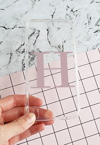 CLEAR AND PINK PERSONALISED LARGE ALPHABET LETTER PHONE CASE
