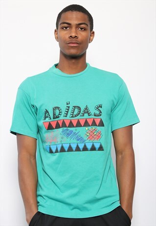 VINTAGE ADIDAS PRINT LOGO T-SHIRT BLUE