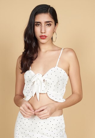 CAMILA RUFFLE TIE TOP IN POLKA DOTS