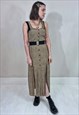 SECONDHAND BLACK SPOTTED BROWN BUTTON DOWN STRAP DRESS