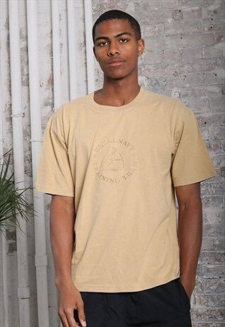 VINTAGE FILA BIG LOGO SAILING T-SHIRT BEIGE