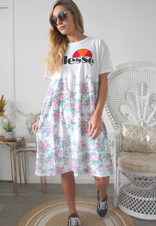 DRESS TEE-SHIRT VINTAGE FLOWERS FABRIC
