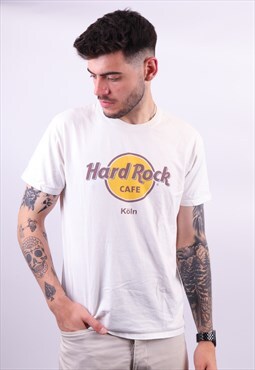 Vintage Hard Rock Cafe Cologne Graphic  T-Shirt in White