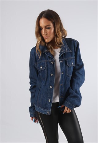 VINTAGE DENIM JACKET OVERSIZED FITTED UK L 14 (99DJ)