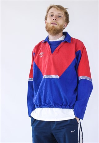 80S VINTAGE MENS UMBRO TEAM TRAINING BIG LOGO TOP JACKET