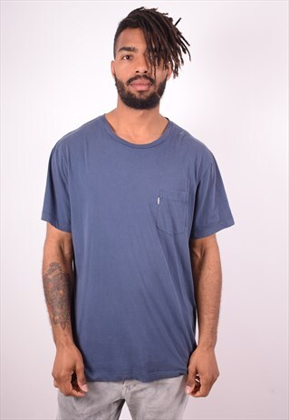 LEVI'S MENS VINTAGE T-SHIRT TOP XL BLUE 90S