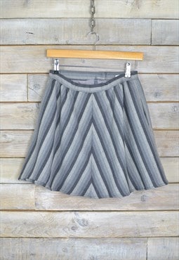 Vintage Striped A-Line Skirt Grey W26 BR2158