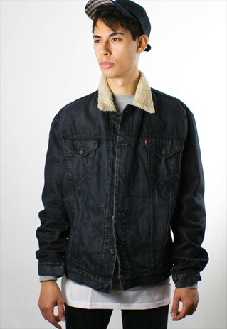 LEVI VINTAGE PADDED/ CHECK LINED DENIM JACKET, L