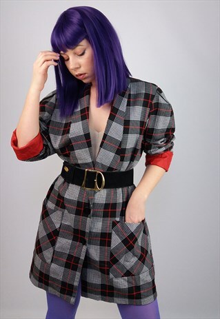 VINTAGE 90'S OVERSIZED CHECK BLAZER JACKET